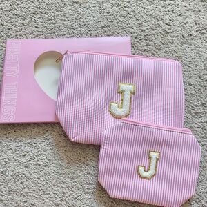 Pink Striped Accessory Pouches